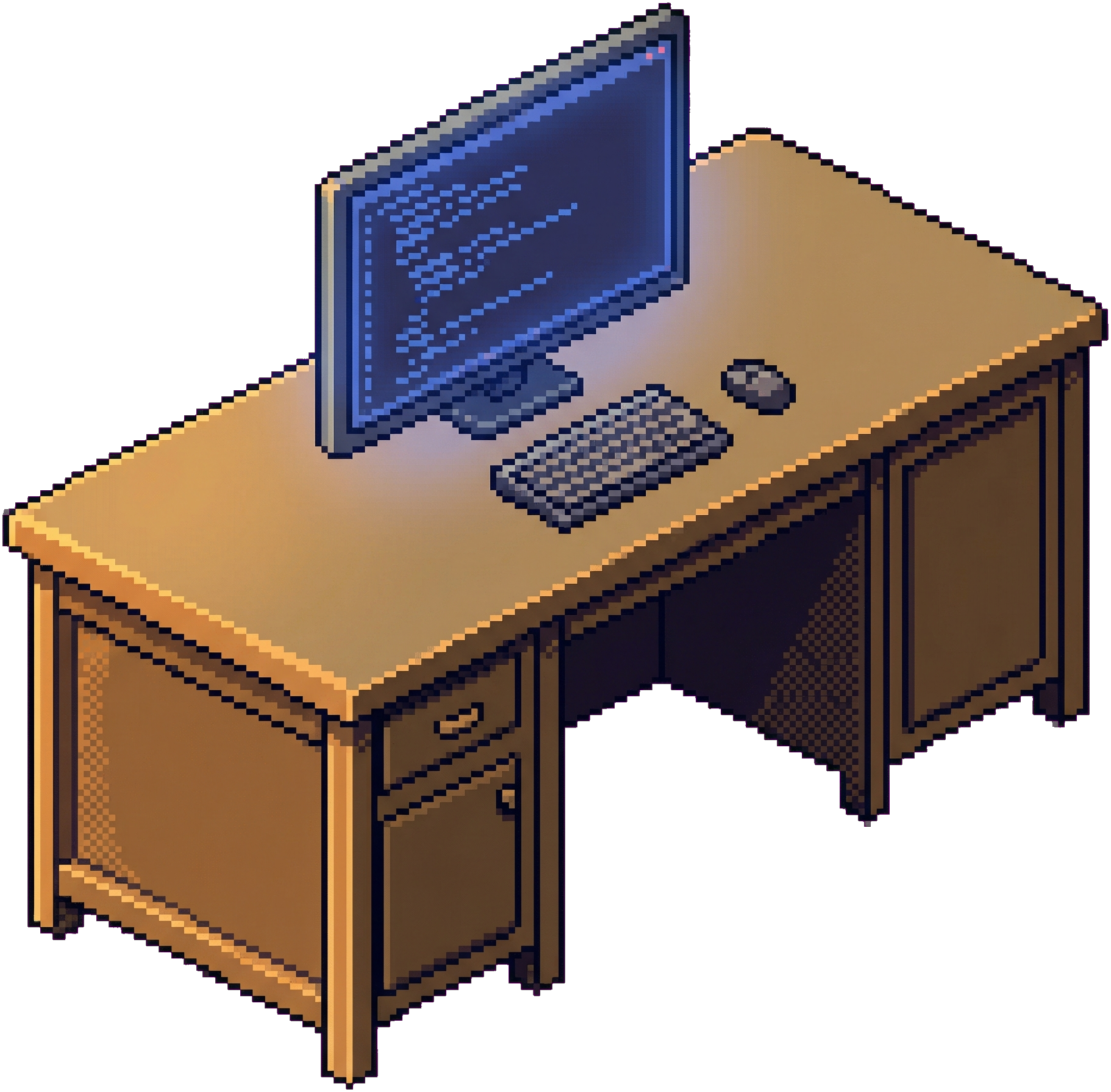 Desk with monitor